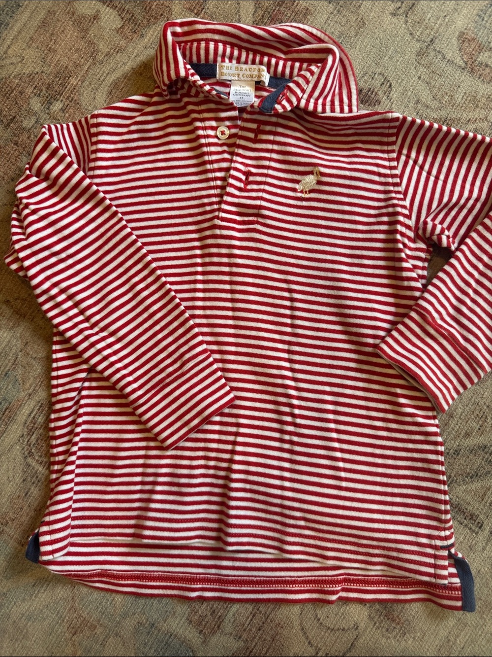 The Beaufort Bonnet Company Red & White Striped Long-Sleeve Polo
